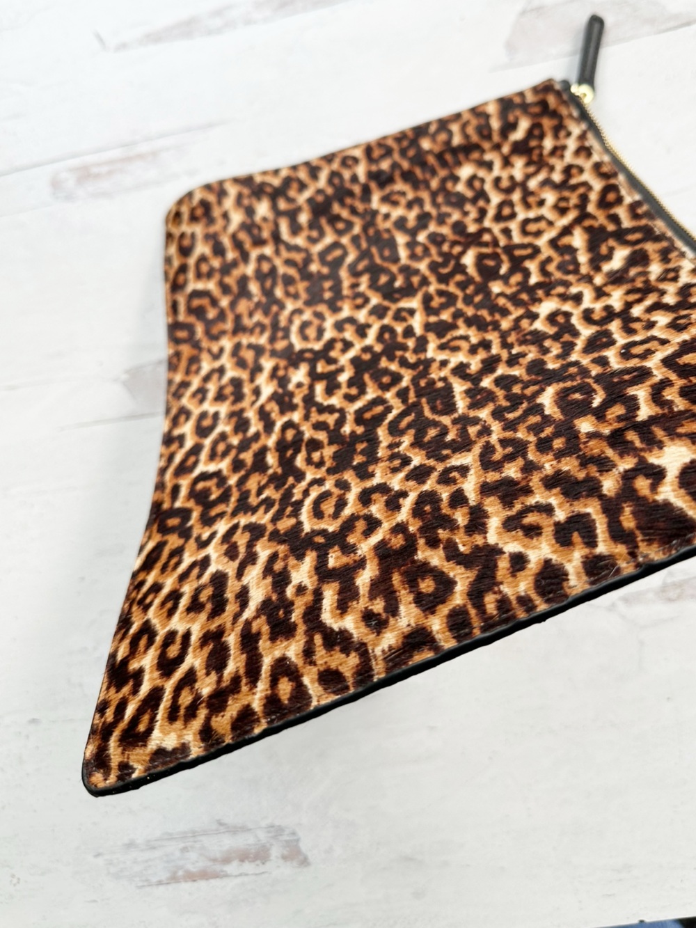 Mark & Graham • Leopard Calf Hair Zip Flat Pouch Clutch - Picture 11 of 14